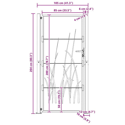 Cancello da giardino 100x200 cm in acciaio Corten con design erba | homemem39
