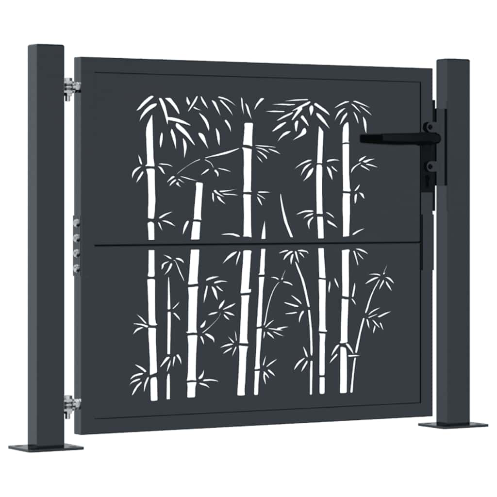 Cancello da giardino antracite 100x75 cm in acciaio e bambù | homemem39