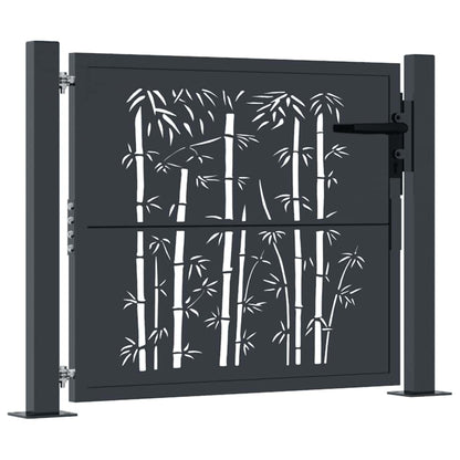 Cancello da giardino antracite 100x75 cm in acciaio e bambù | homemem39