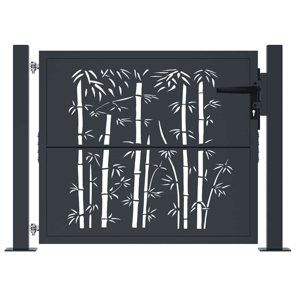 Cancello da giardino antracite 100x75 cm in acciaio e bambù | homemem39