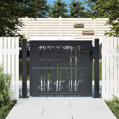 Cancello da giardino antracite 100x75 cm in acciaio e bambù | homemem39