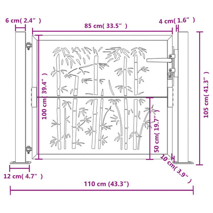 Cancello da giardino antracite 100x100 cm in acciaio e bambù | homemem39