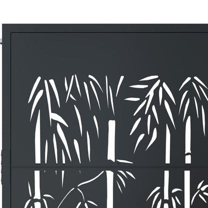 Cancello da giardino antracite 100x125 cm acciaio design bambù | homemem39