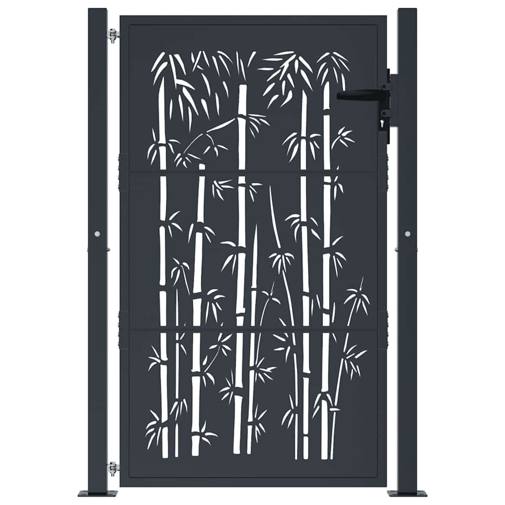 Cancello da giardino antracite 100x150 cm in acciaio e bambù | homemem39