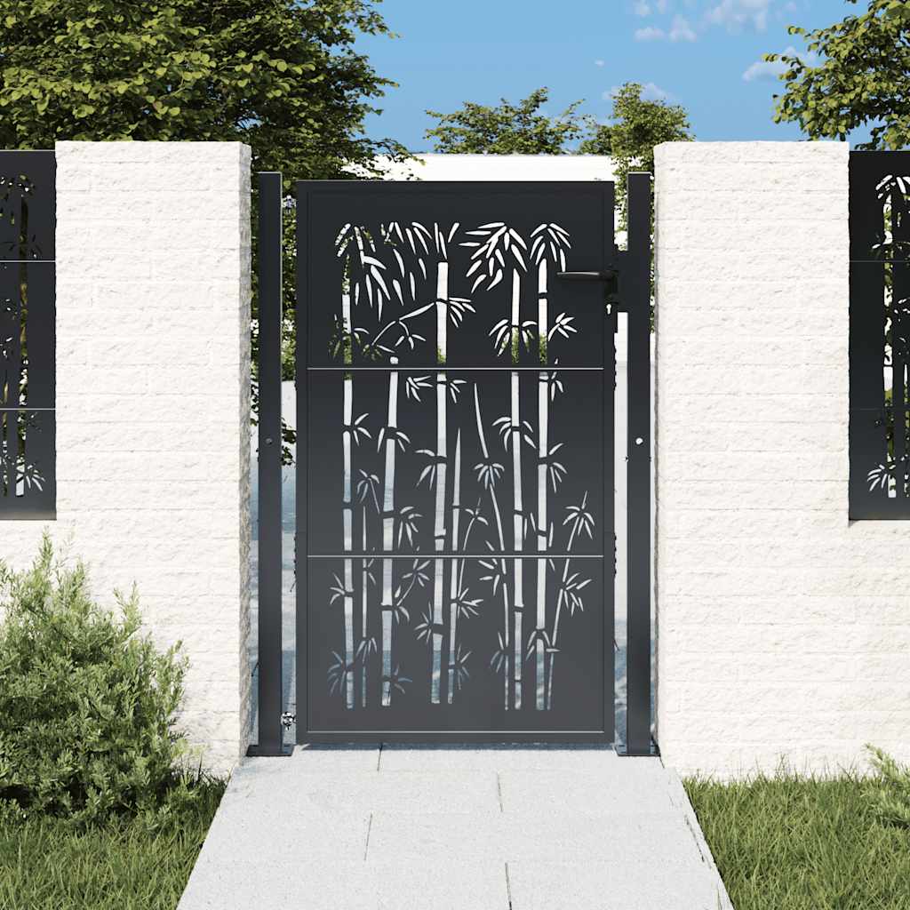 Cancello da giardino antracite 100x150 cm in acciaio e bambù | homemem39