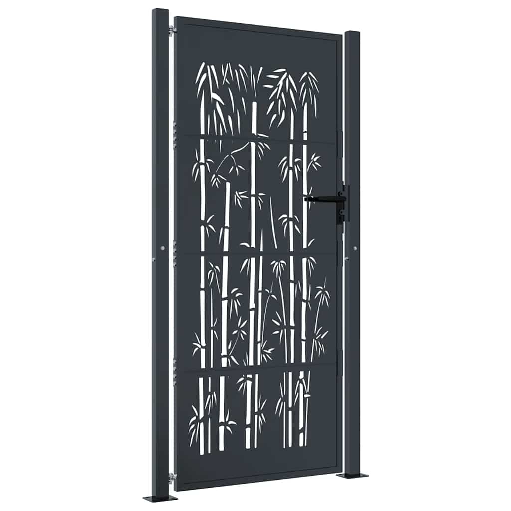 Cancello da giardino antracite 100x175 cm in acciaio e bambù | homemem39