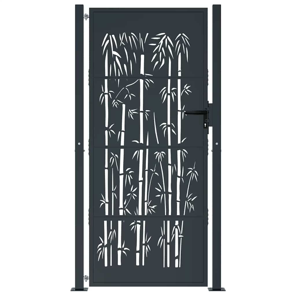 Cancello da giardino antracite 100x175 cm in acciaio e bambù | homemem39