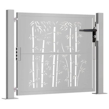 Cancello da giardino 100x75 cm in acciaio Corten e design in bambù | homemem39