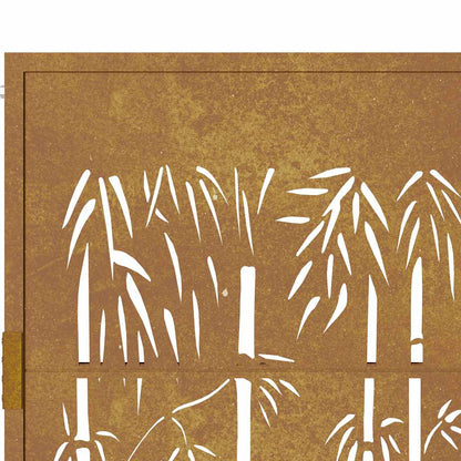 Cancello da giardino 100x125 cm in acciaio Corten e design in bambù | homemem39