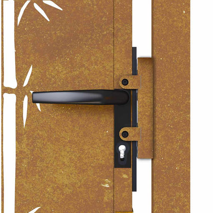 Cancello da giardino 100x150 cm in acciaio Corten e design in bambù | homemem39