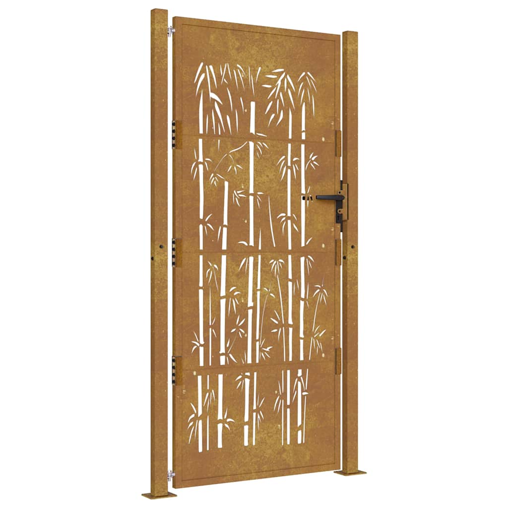 Cancello da giardino 100x200 cm in acciaio corten e design in bambù | homemem39
