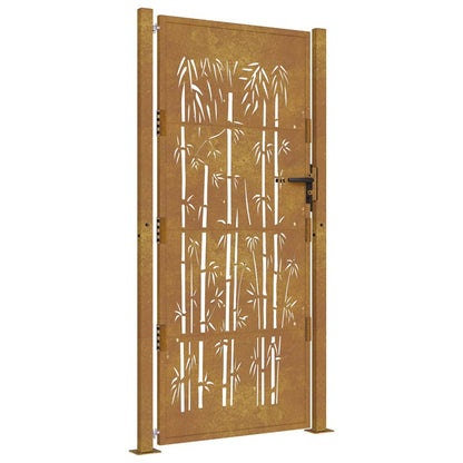 Cancello da giardino 100x200 cm in acciaio corten e design in bambù | homemem39