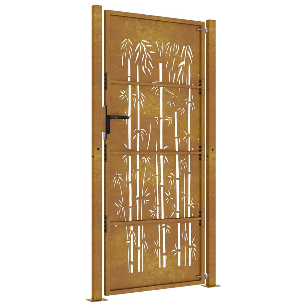 Cancello da giardino 100x200 cm in acciaio corten e design in bambù | homemem39