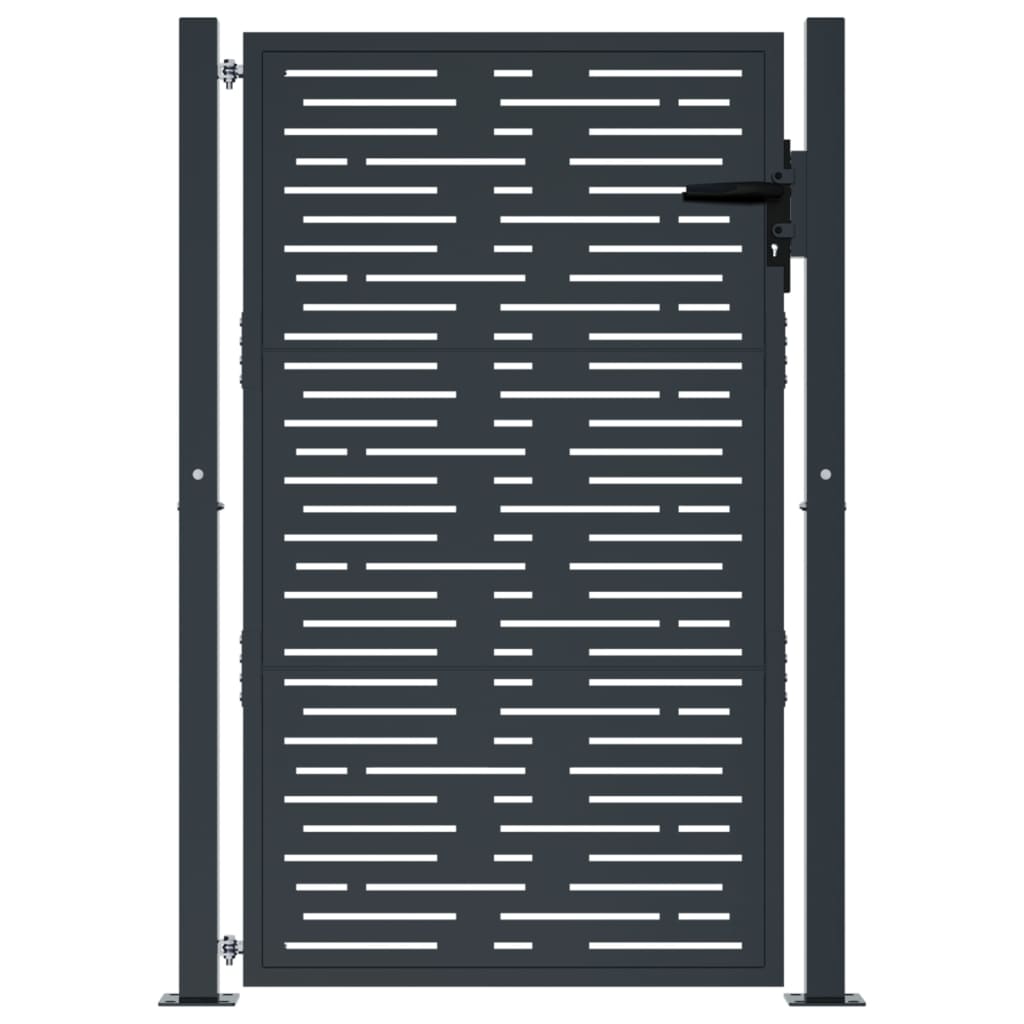 Cancello da giardino antracite 100x125 cm in acciaio design quadrato | homemem39