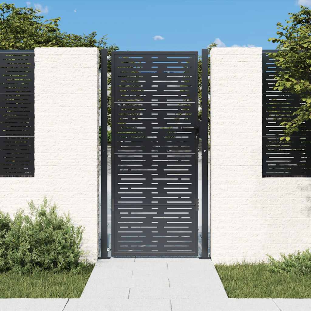 Cancello da giardino antracite 100x200 cm in acciaio design quadrato | homemem39