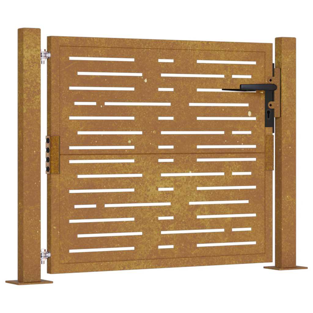 Cancello da giardino 100x75 cm in acciaio Corten design quadrato | homemem39