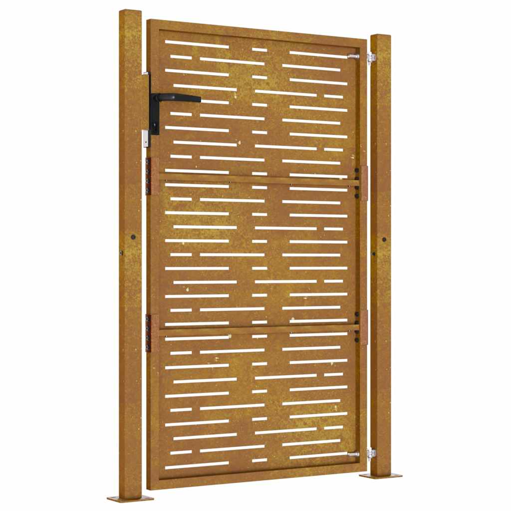 Cancello da giardino 100x125 cm in acciaio Corten design quadrato | homemem39