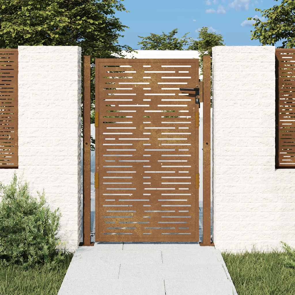 Cancello da giardino 100x125 cm in acciaio Corten design quadrato | homemem39