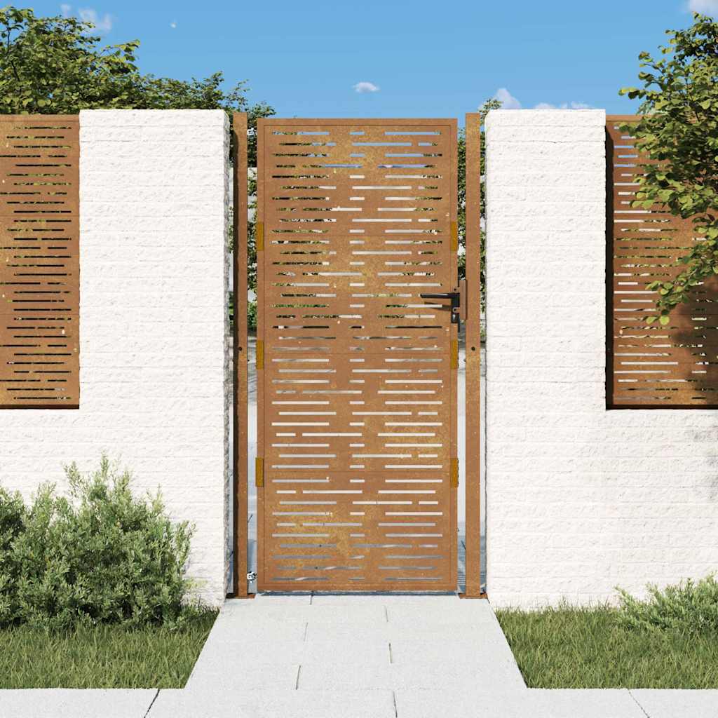Cancello da giardino 100x175 cm in acciaio Corten design quadrato | homemem39