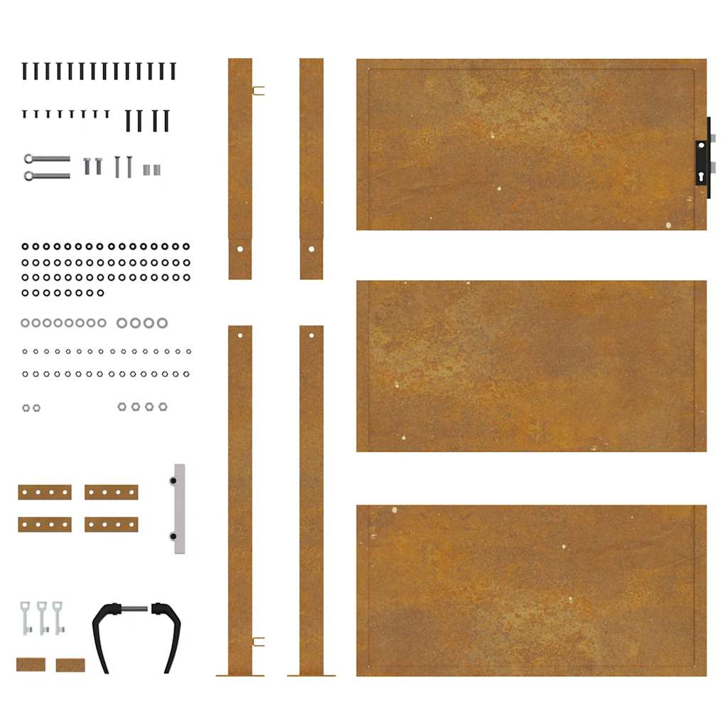 Cancello da Giardino 105x130 cm in Acciaio Corten - homemem39