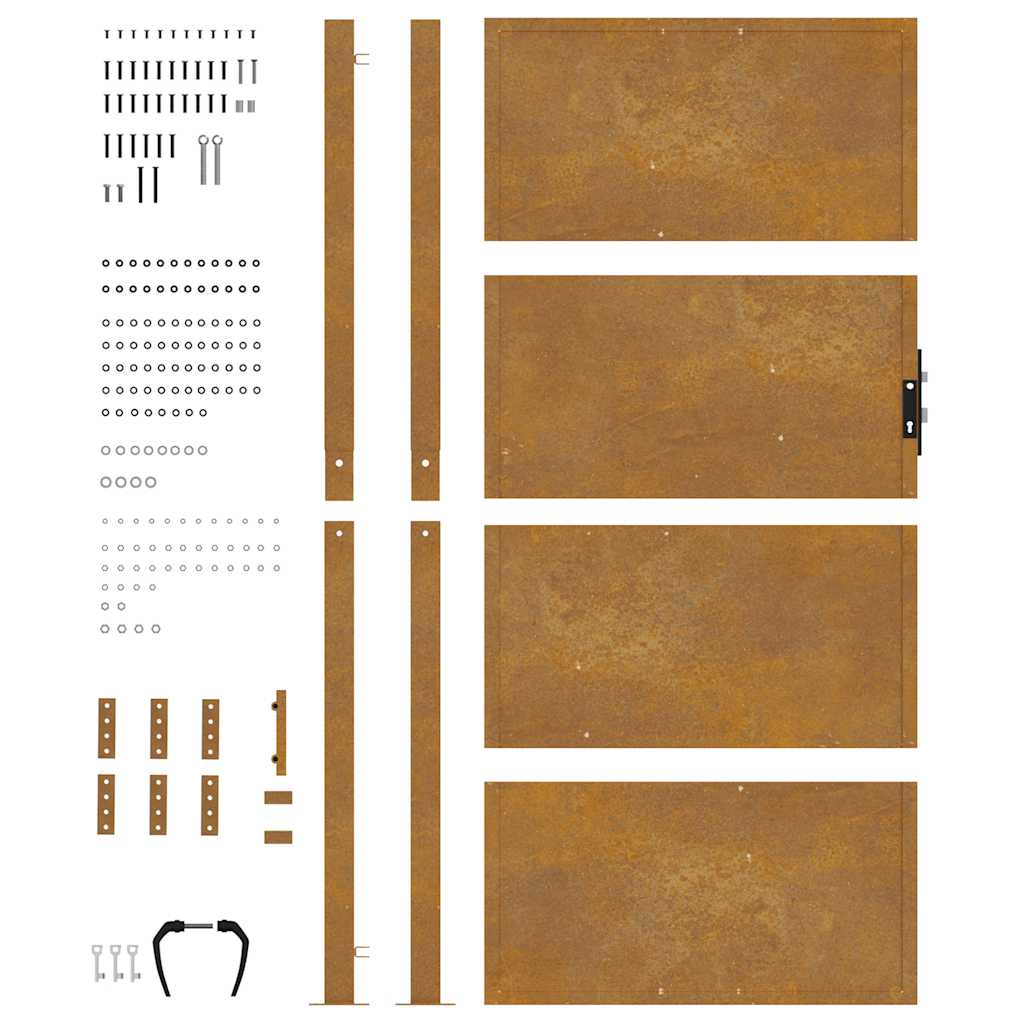 Cancello da giardino 100x200 cm in acciaio Corten | homemem39