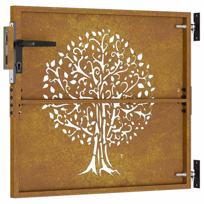 Cancello da giardino 85x75 cm in acciaio Corten con design ad albero | homemem39