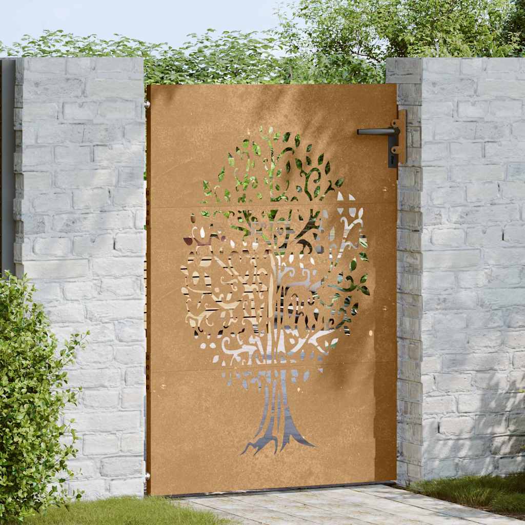 Cancello da giardino 85x125 cm in acciaio Corten con design ad albero | homemem39