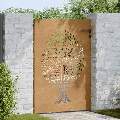 Cancello da giardino 85x125 cm in acciaio Corten con design ad albero | homemem39