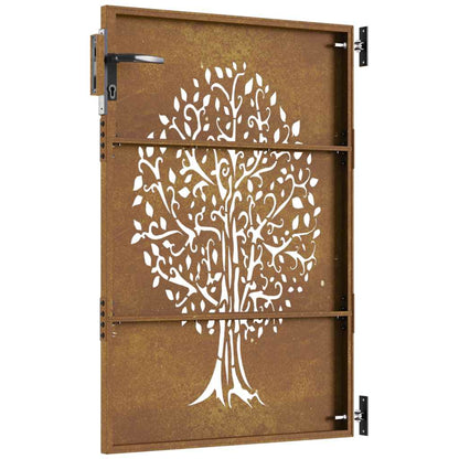 Cancello da giardino 85x125 cm in acciaio Corten con design ad albero | homemem39