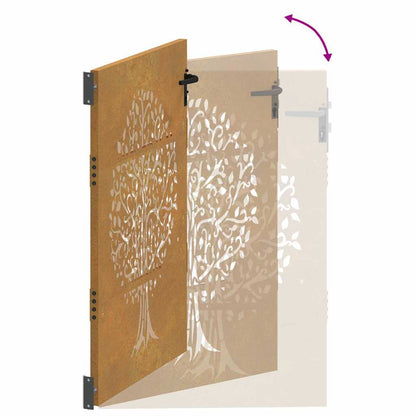 Cancello da giardino 85x125 cm in acciaio Corten con design ad albero | homemem39