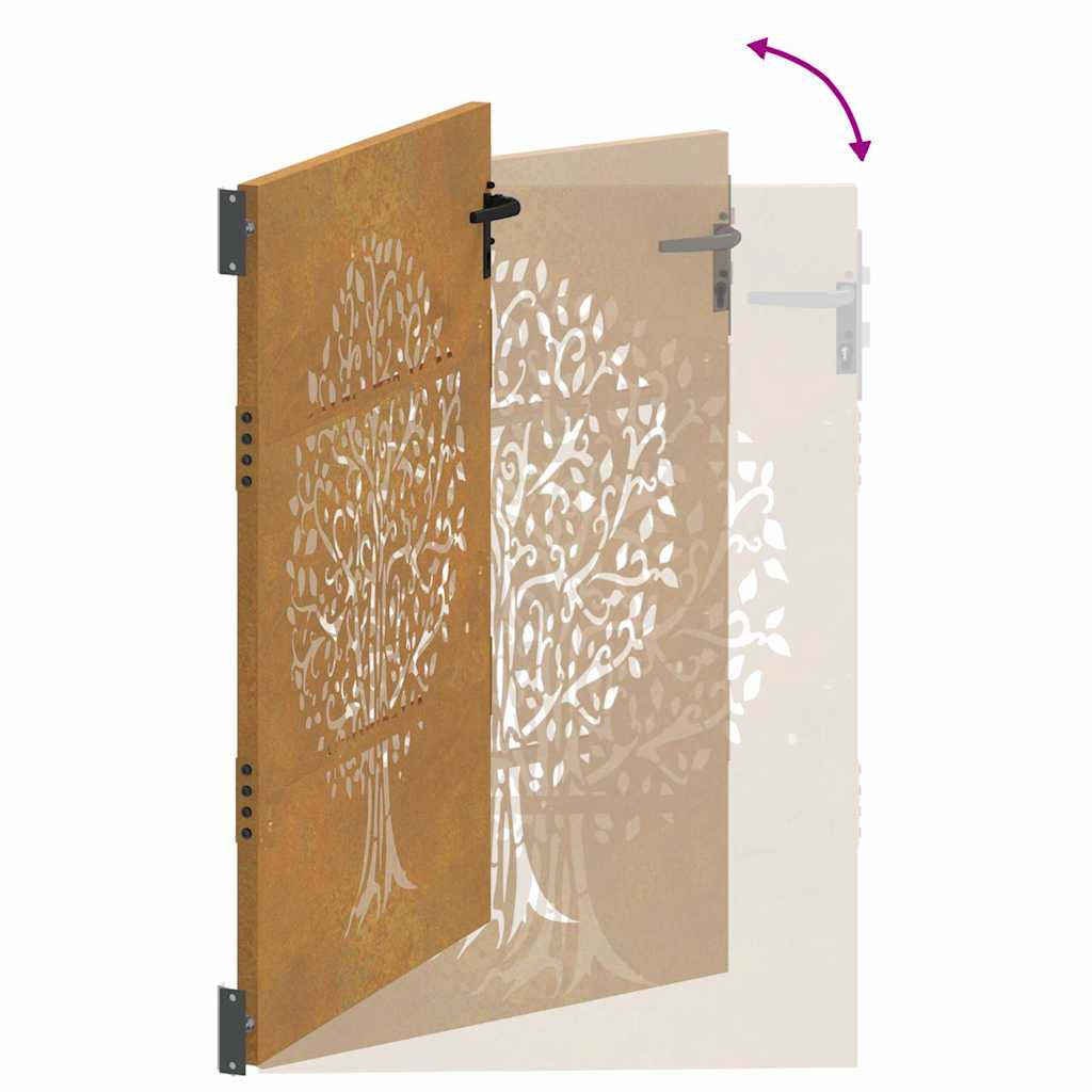 Cancello da giardino 85x125 cm in acciaio Corten con design ad albero | homemem39
