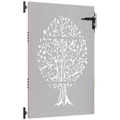 Cancello da giardino 85x150 cm in acciaio Corten con design ad albero | homemem39