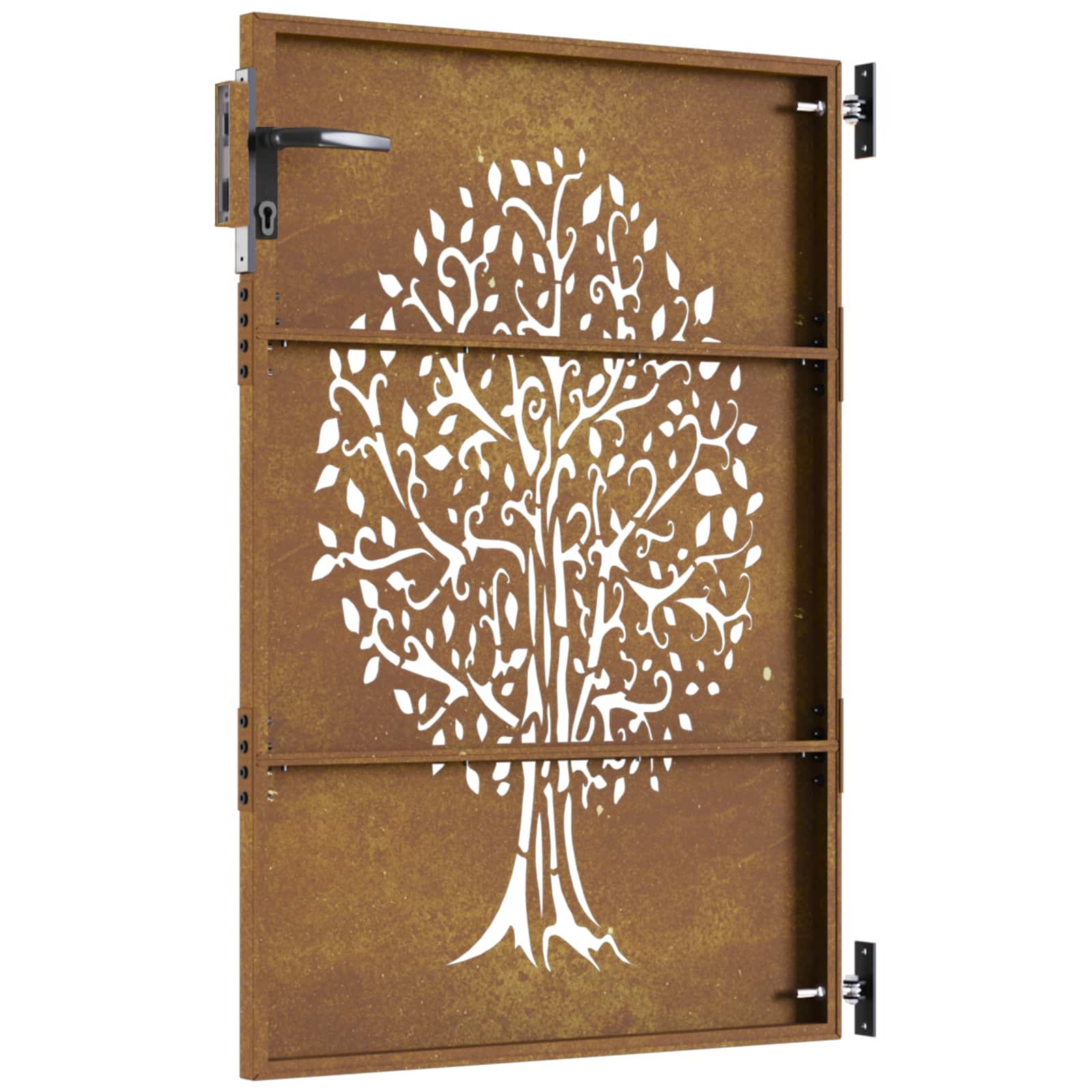 Cancello da giardino 85x150 cm in acciaio Corten con design ad albero | homemem39