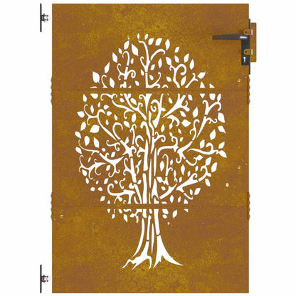 Cancello da giardino 85x150 cm in acciaio Corten con design ad albero | homemem39