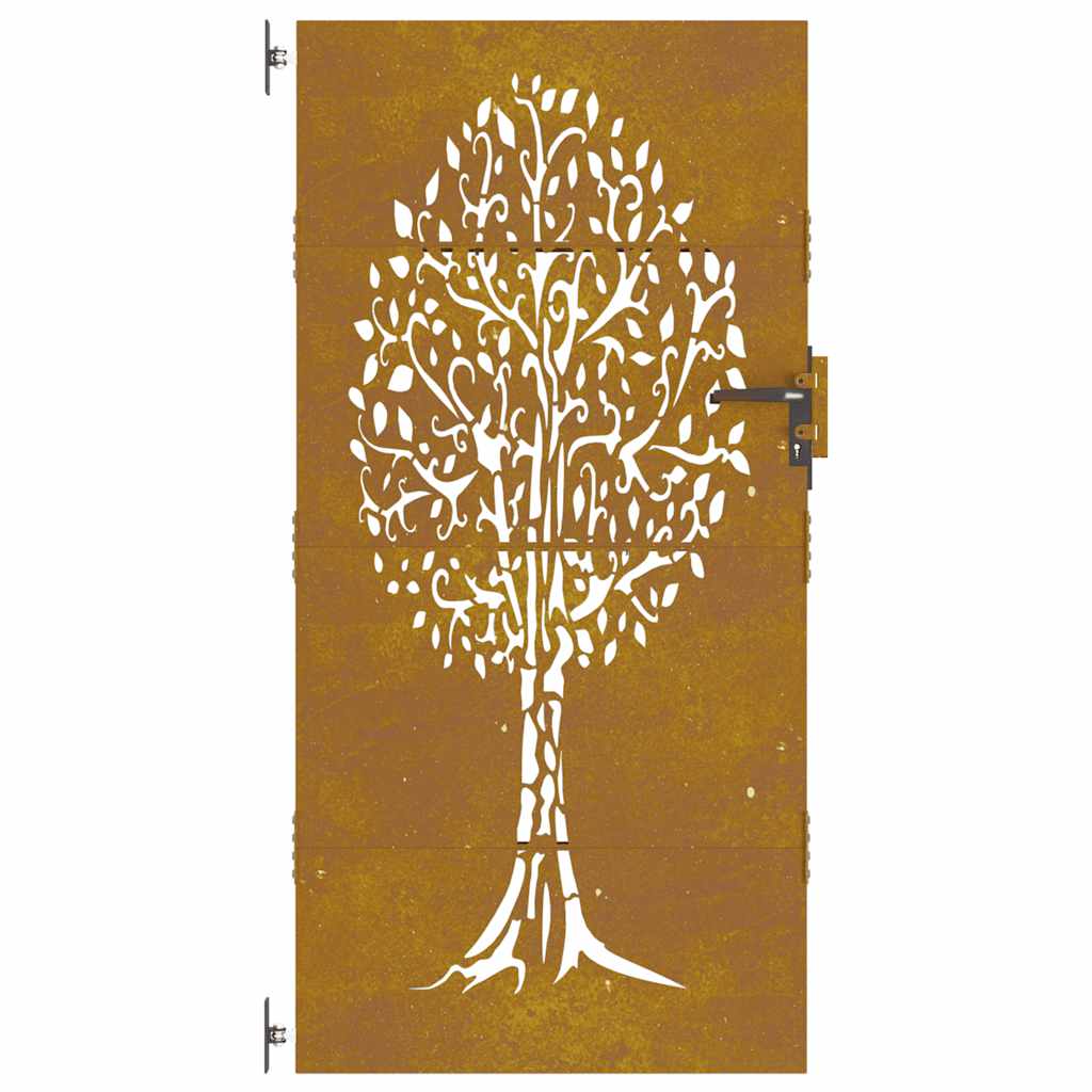 Cancello da giardino 85x175 cm in acciaio Corten con design ad albero | homemem39
