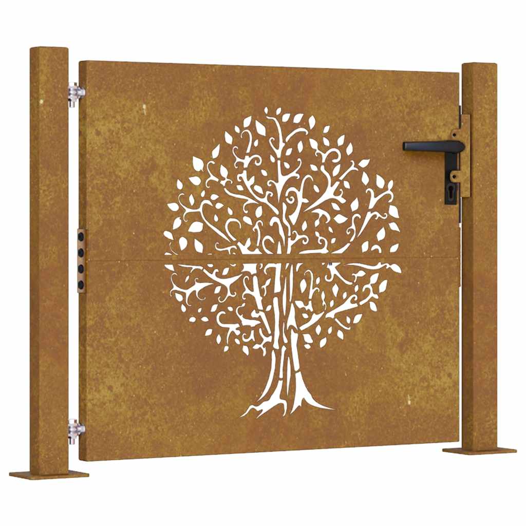Cancello da giardino 100x75 cm in acciaio Corten con design ad albero | homemem39