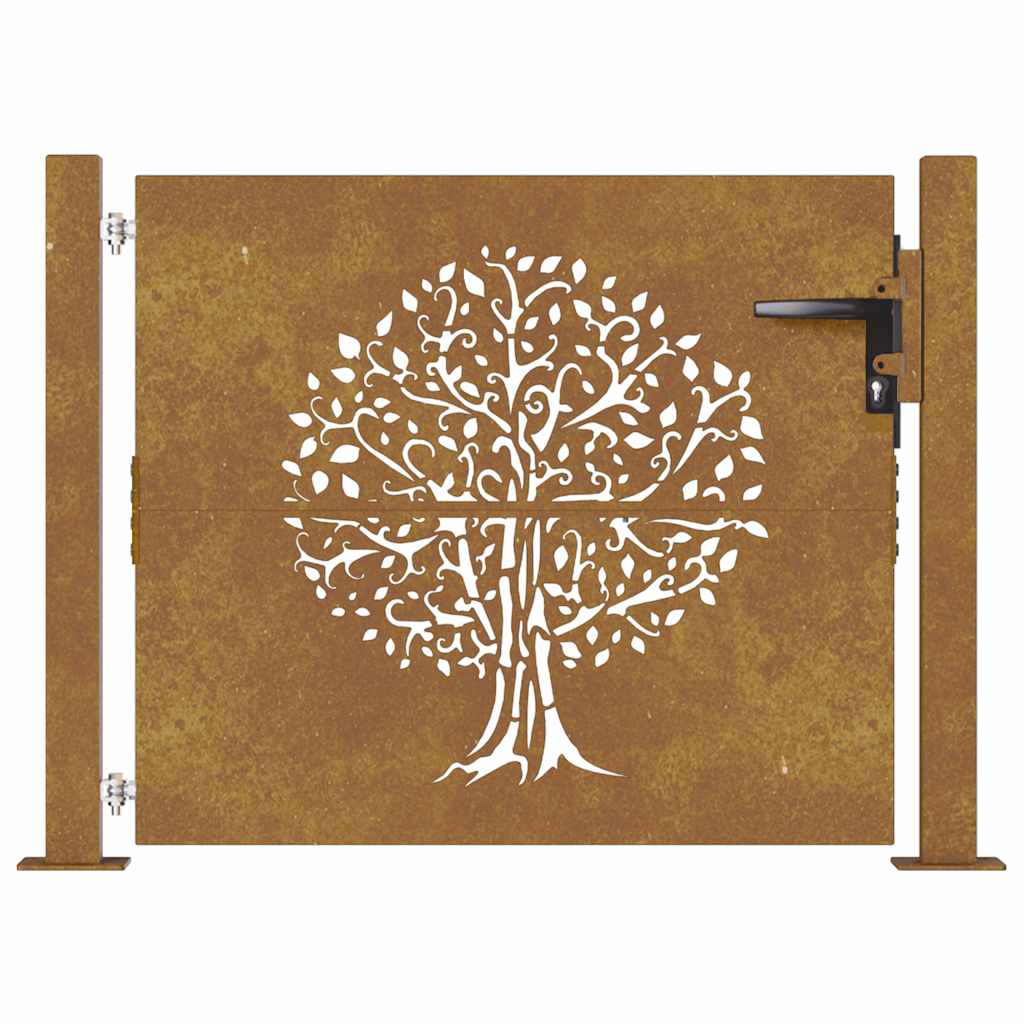 Cancello da giardino 100x75 cm in acciaio Corten con design ad albero | homemem39