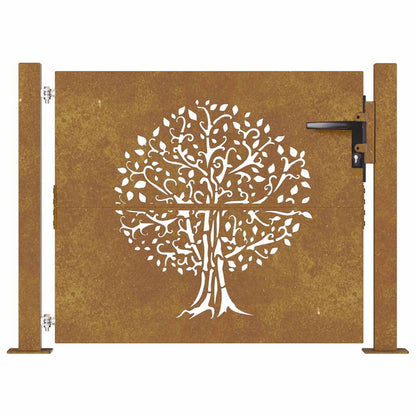 Cancello da giardino 100x75 cm in acciaio Corten con design ad albero | homemem39