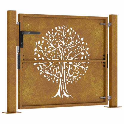 Cancello da giardino 100x75 cm in acciaio Corten con design ad albero | homemem39