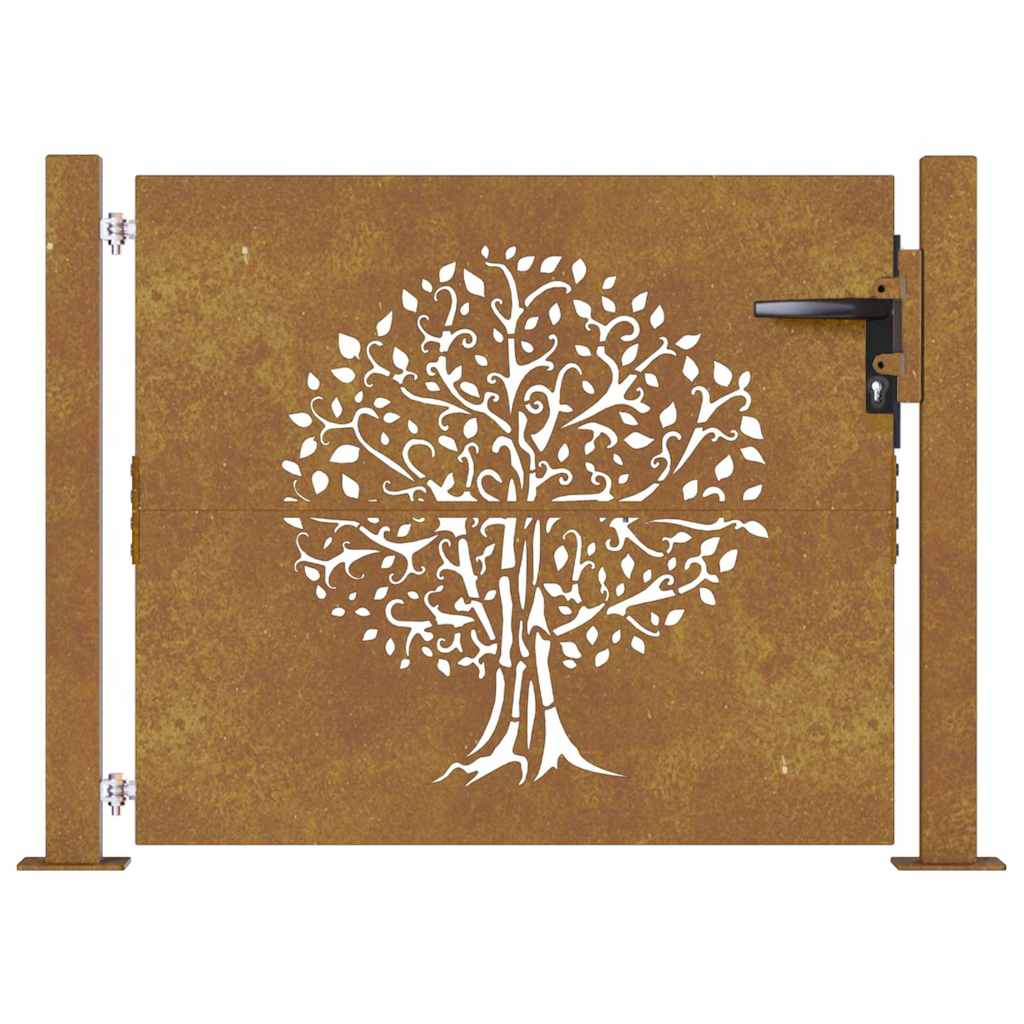 Cancello da giardino 100x100 cm in acciaio Corten con design ad albero | homemem39