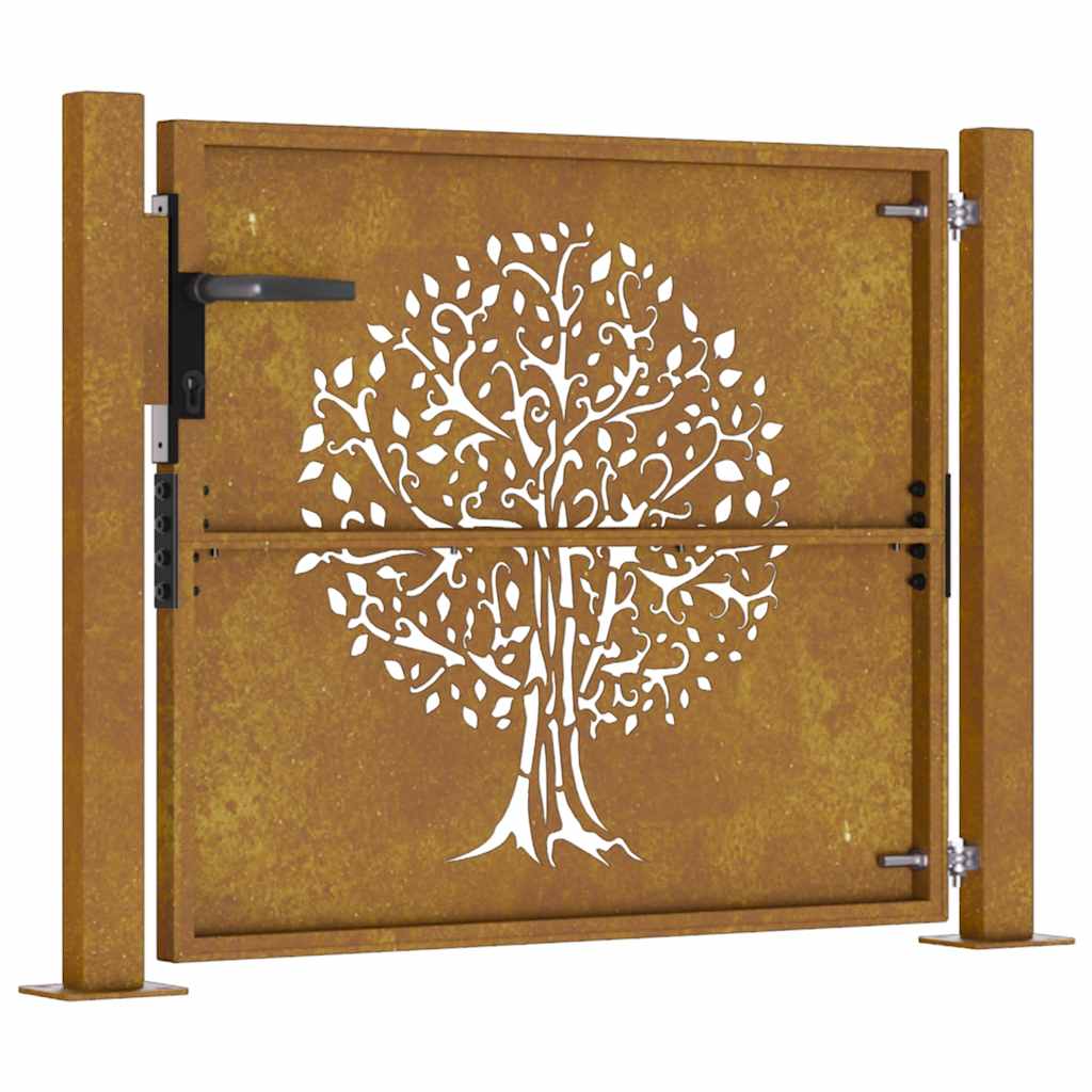 Cancello da giardino 100x100 cm in acciaio Corten con design ad albero | homemem39