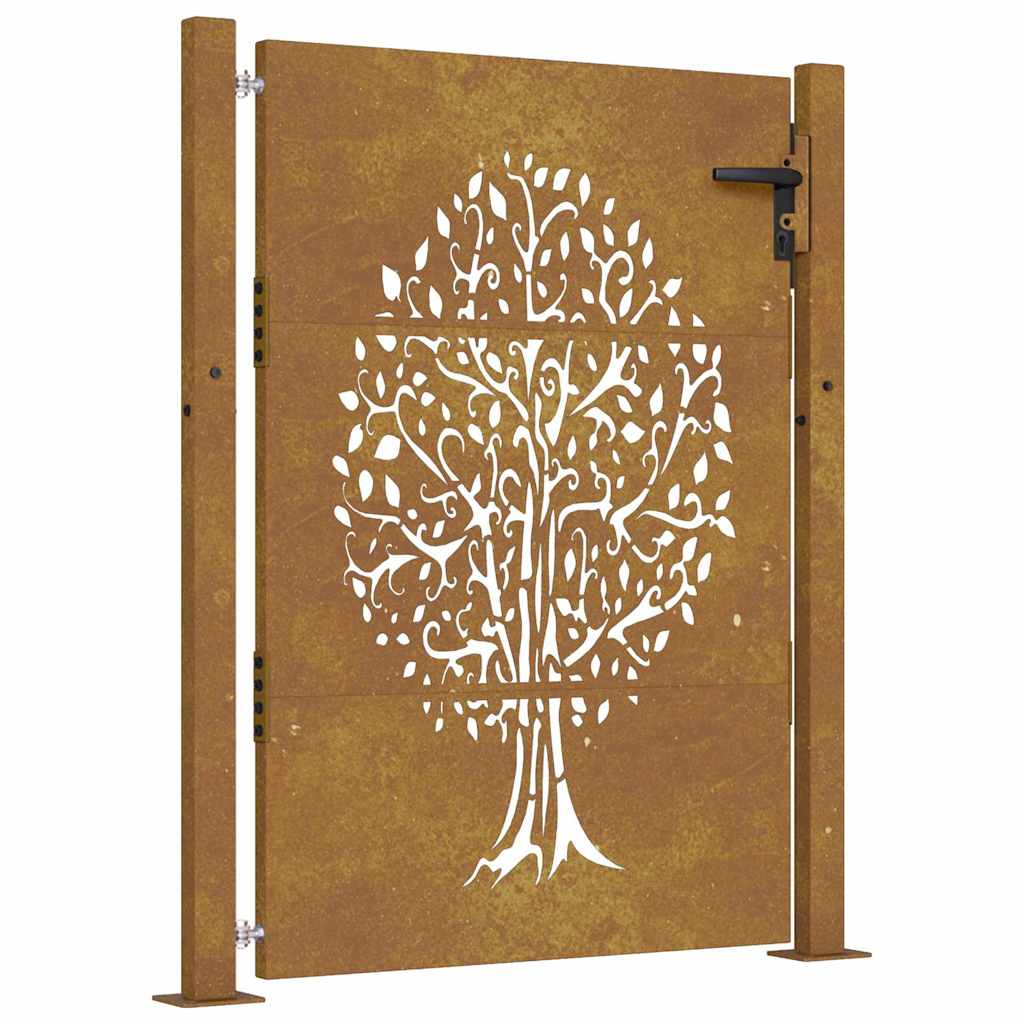 Cancello da giardino 100x150 cm in acciaio Corten con design ad albero | homemem39