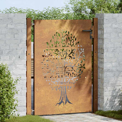 Cancello da giardino 100x150 cm in acciaio Corten con design ad albero | homemem39