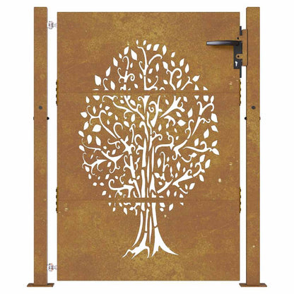 Cancello da giardino 100x150 cm in acciaio Corten con design ad albero | homemem39