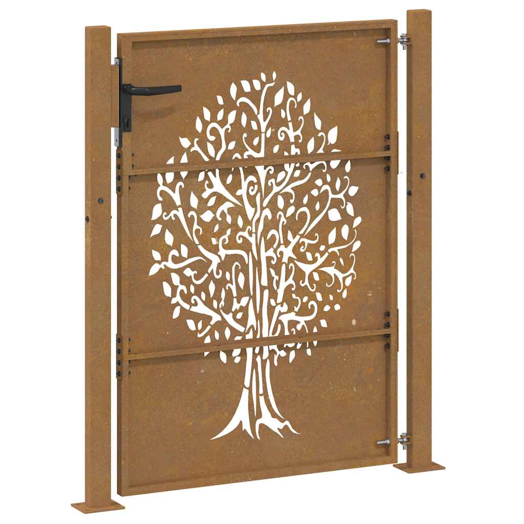 Cancello da giardino 100x150 cm in acciaio Corten con design ad albero | homemem39