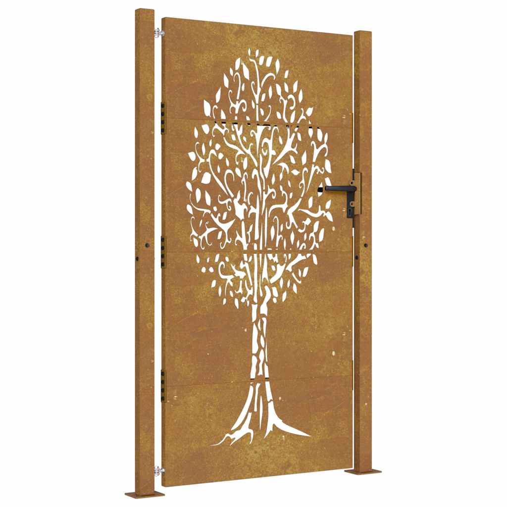 Cancello da giardino 100x175 cm in acciaio Corten con design ad albero | homemem39