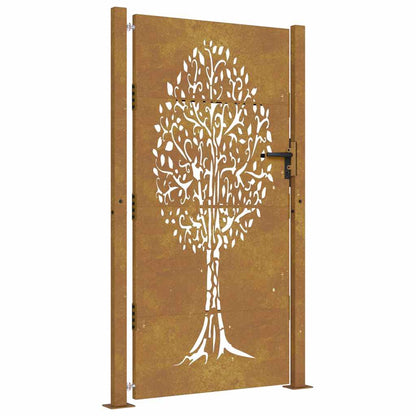 Cancello da giardino 100x200 cm in acciaio Corten con design ad albero | homemem39