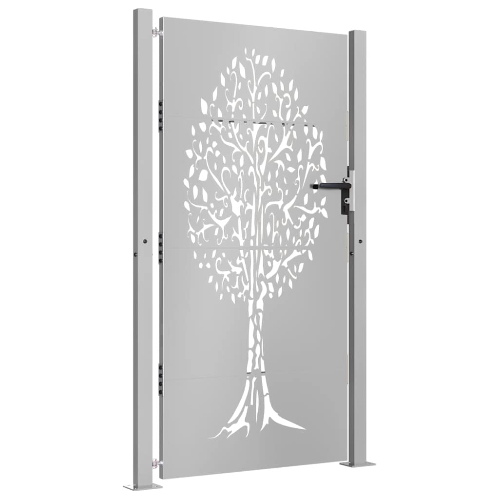 Cancello da giardino 100x200 cm in acciaio Corten con design ad albero | homemem39