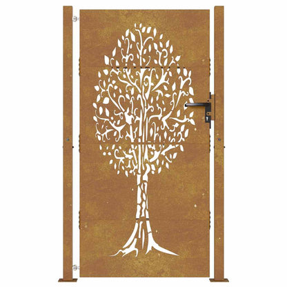 Cancello da giardino 100x200 cm in acciaio Corten con design ad albero | homemem39