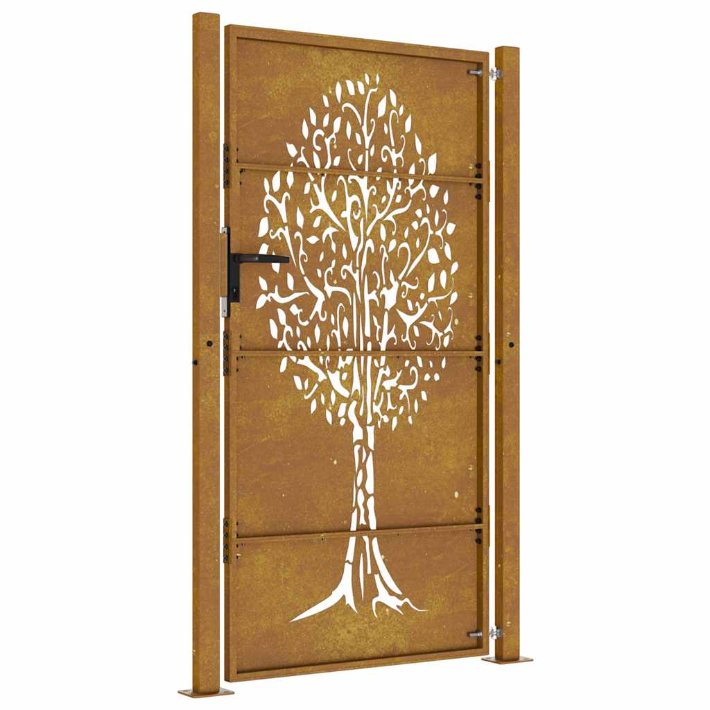 Cancello da giardino 100x200 cm in acciaio Corten con design ad albero | homemem39